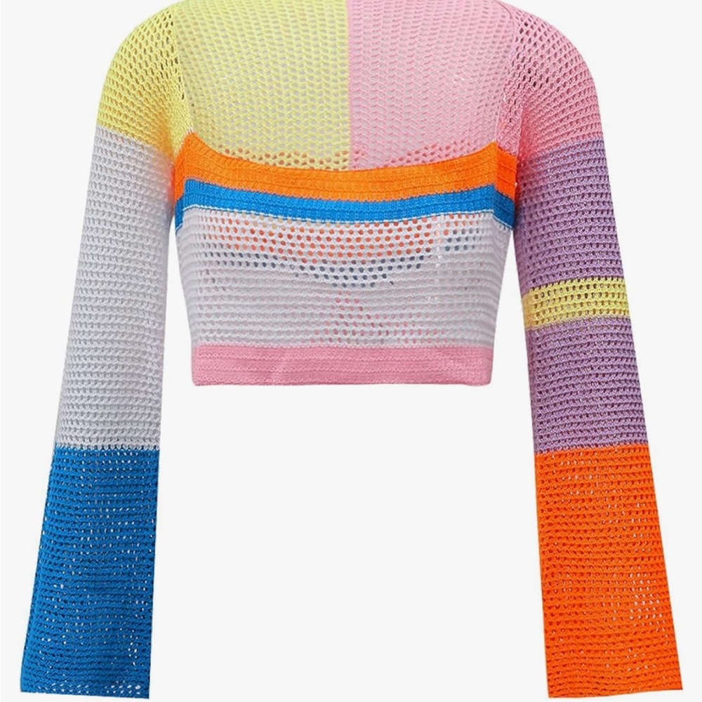 Y2K cropped crochet sweater